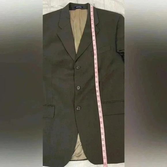 Chaps Ralph Lauren Cashmere wool 3 Button Suit Coat 42R Brown Blue Glen Plaid - Picture 14 of 16